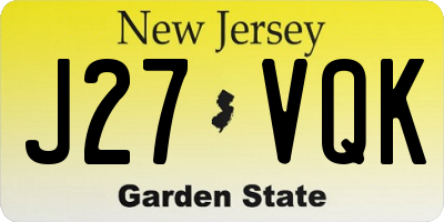 NJ license plate J27VQK