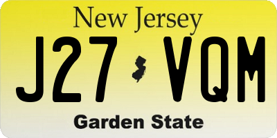 NJ license plate J27VQM