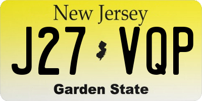 NJ license plate J27VQP