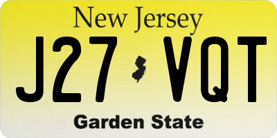 NJ license plate J27VQT