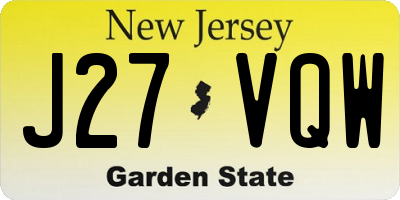 NJ license plate J27VQW