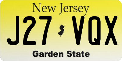 NJ license plate J27VQX