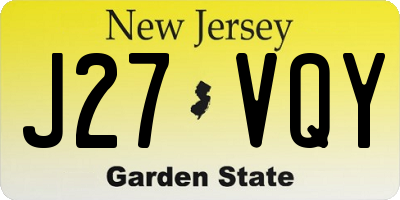 NJ license plate J27VQY
