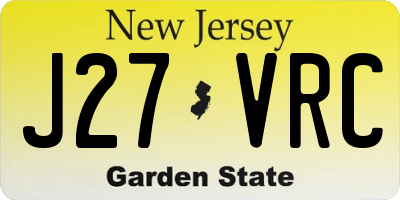 NJ license plate J27VRC