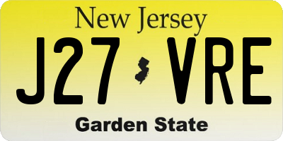 NJ license plate J27VRE