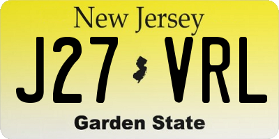NJ license plate J27VRL