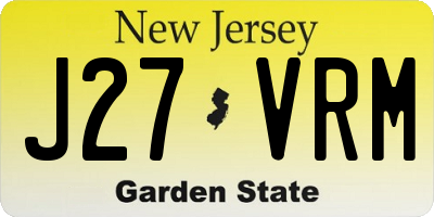 NJ license plate J27VRM