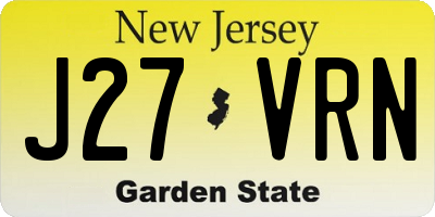 NJ license plate J27VRN