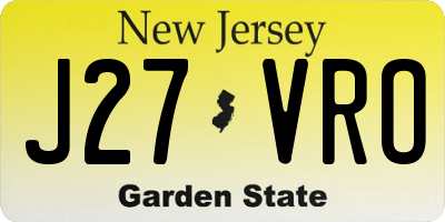 NJ license plate J27VRO