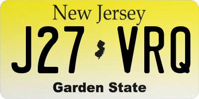 NJ license plate J27VRQ