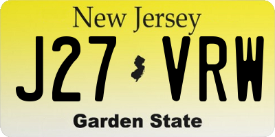 NJ license plate J27VRW