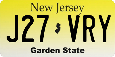 NJ license plate J27VRY