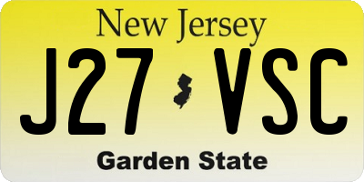 NJ license plate J27VSC