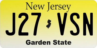 NJ license plate J27VSN