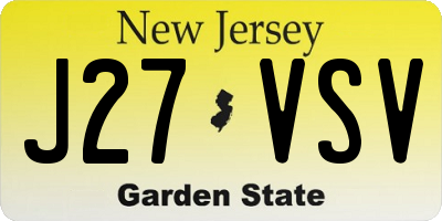 NJ license plate J27VSV