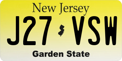 NJ license plate J27VSW