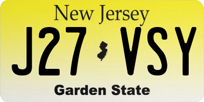 NJ license plate J27VSY