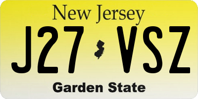 NJ license plate J27VSZ