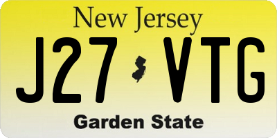 NJ license plate J27VTG