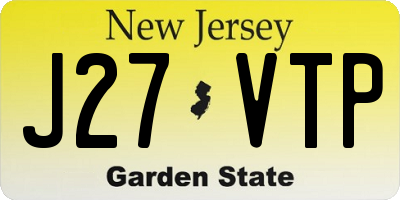 NJ license plate J27VTP