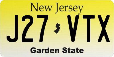 NJ license plate J27VTX