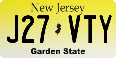 NJ license plate J27VTY