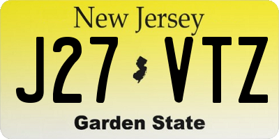 NJ license plate J27VTZ