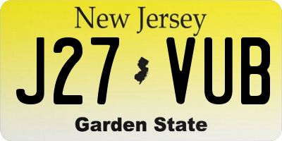 NJ license plate J27VUB