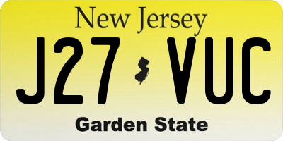 NJ license plate J27VUC