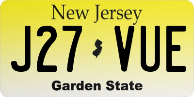 NJ license plate J27VUE