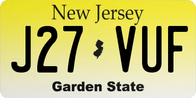 NJ license plate J27VUF