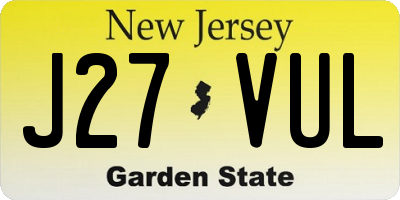 NJ license plate J27VUL