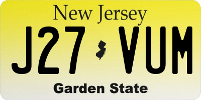 NJ license plate J27VUM