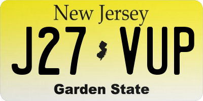 NJ license plate J27VUP