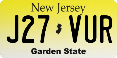 NJ license plate J27VUR