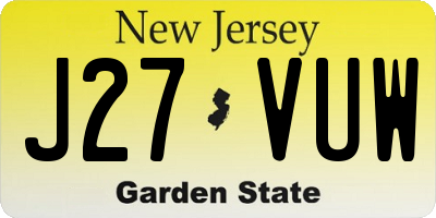 NJ license plate J27VUW
