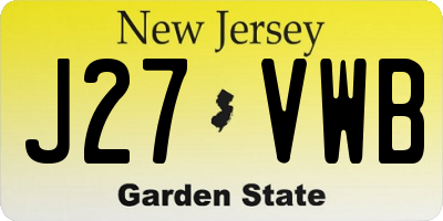 NJ license plate J27VWB