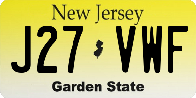 NJ license plate J27VWF