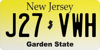 NJ license plate J27VWH