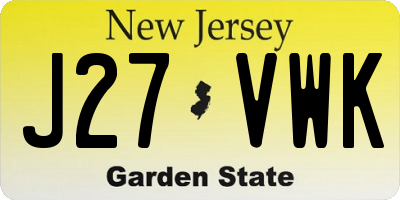 NJ license plate J27VWK
