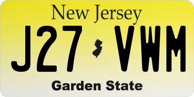 NJ license plate J27VWM