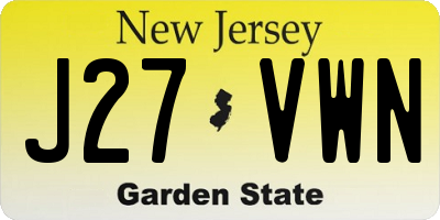 NJ license plate J27VWN