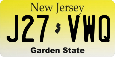 NJ license plate J27VWQ