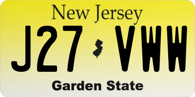 NJ license plate J27VWW