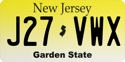 NJ license plate J27VWX