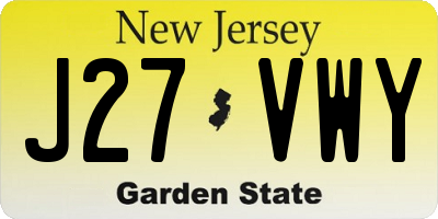 NJ license plate J27VWY