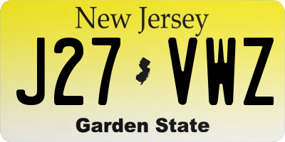 NJ license plate J27VWZ
