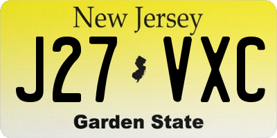 NJ license plate J27VXC