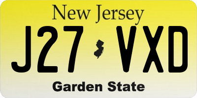 NJ license plate J27VXD