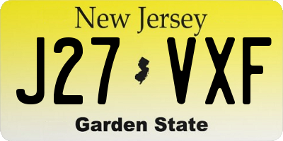 NJ license plate J27VXF
